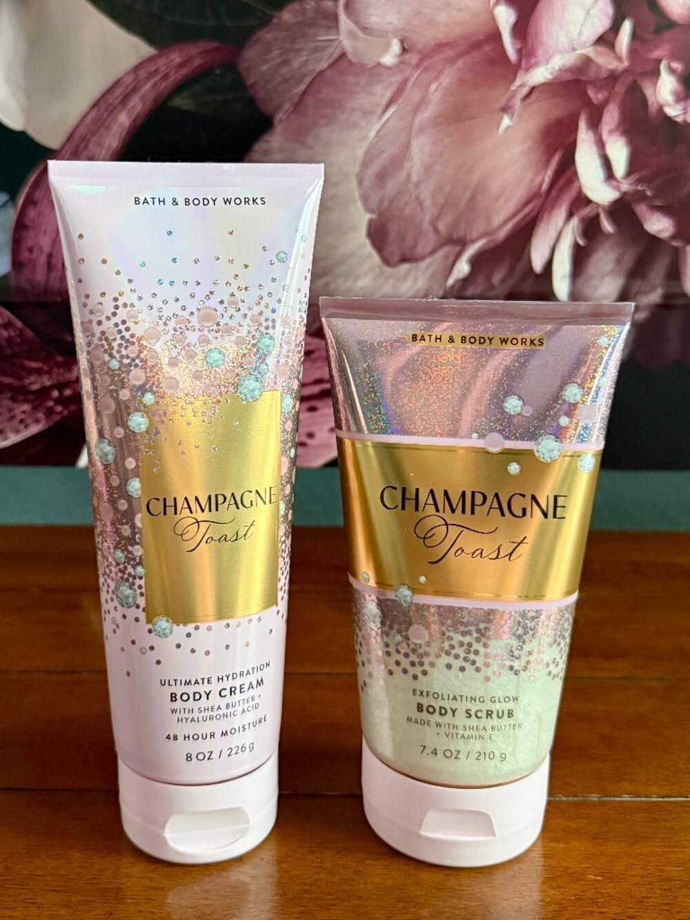 NEW 2-Pc CHAMPAGNE TOAST Full Size Body Cream & Body Scrub Bath & Body Works